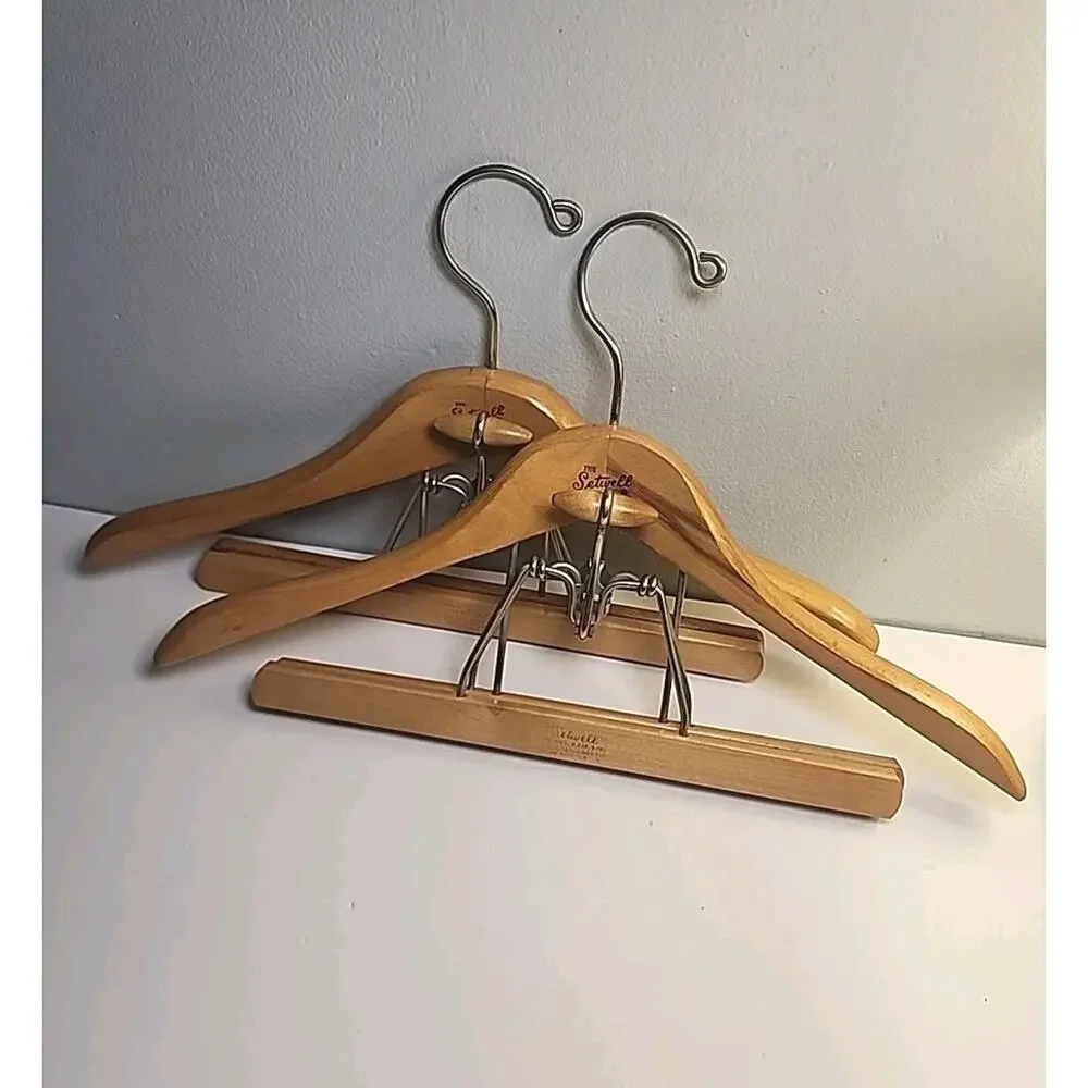 Vintage Setwell Heavy Wooden Suit Hanger 16